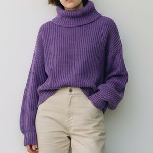 Aritzia Montpellier Knit Sweater Top - Purple - Merino Wool - Size S